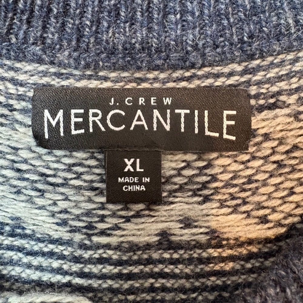 J.Crew Mercantile Lambswool Blend Fair Isle Nordic Sweater Mens XL‎ Navy Blue - Picture 6 of 6